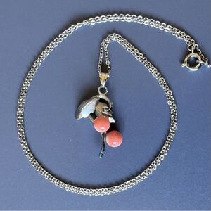 Angel Kiss Coral Pendant Silver Necklace